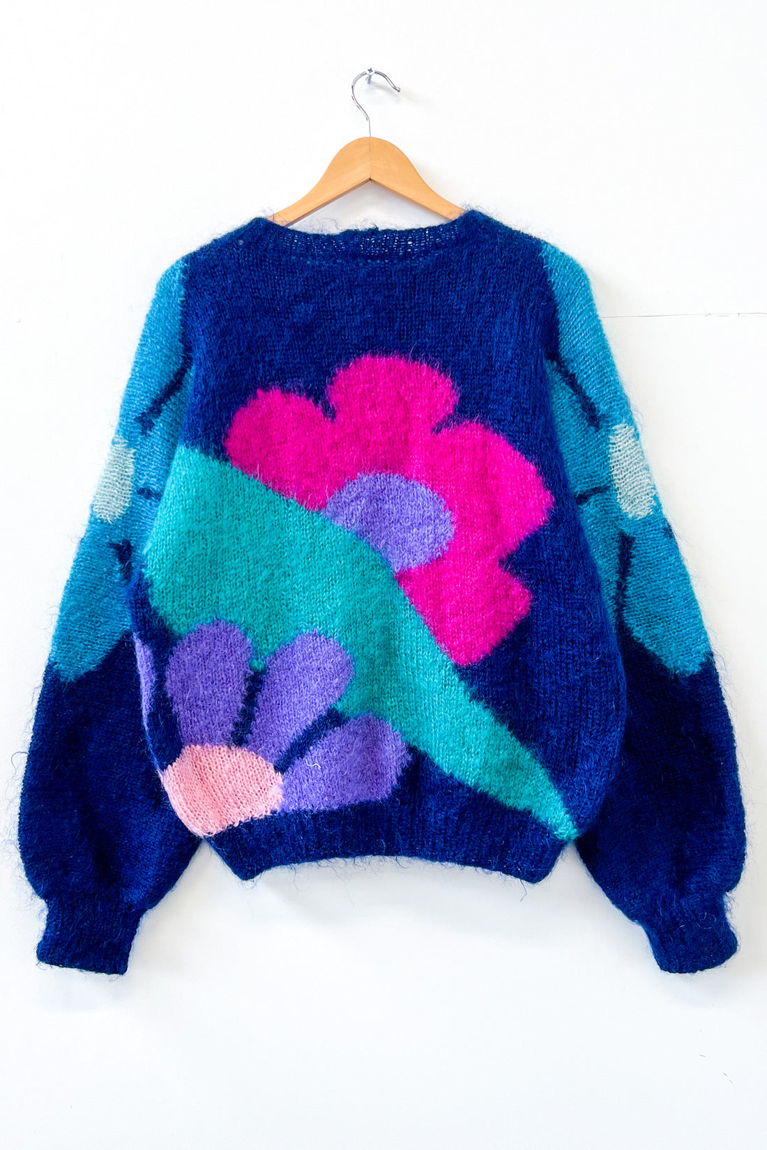 Vintage Hand Knitted Flower Jumper