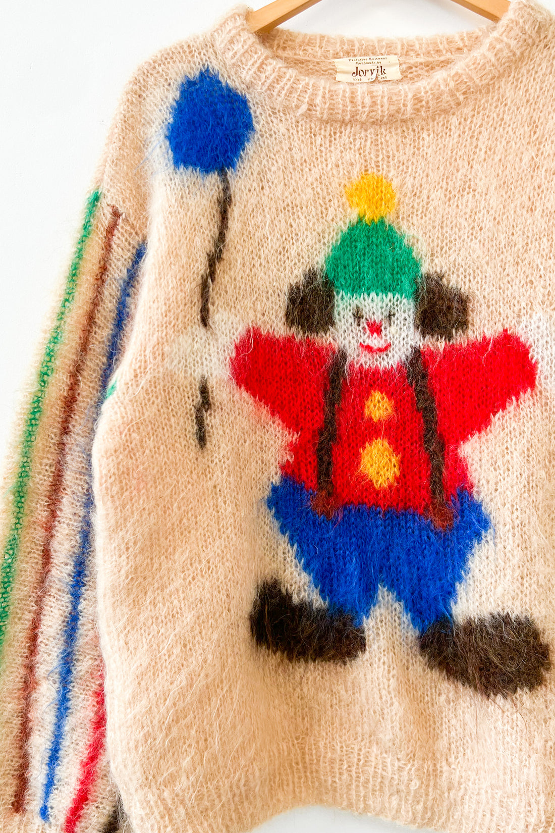 Vintage Clown Hand Knitted Mohair Jumper