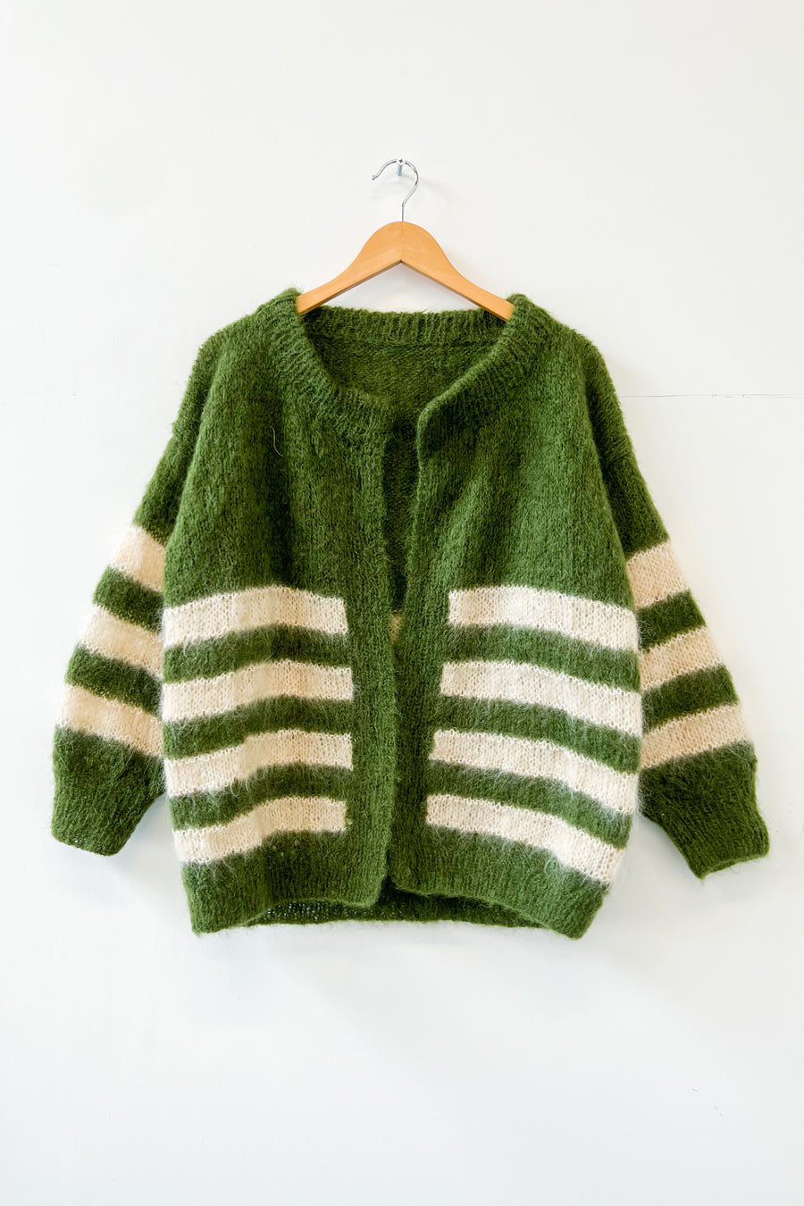 Vintage Stripe Hand Knitted Mohair Cardigan