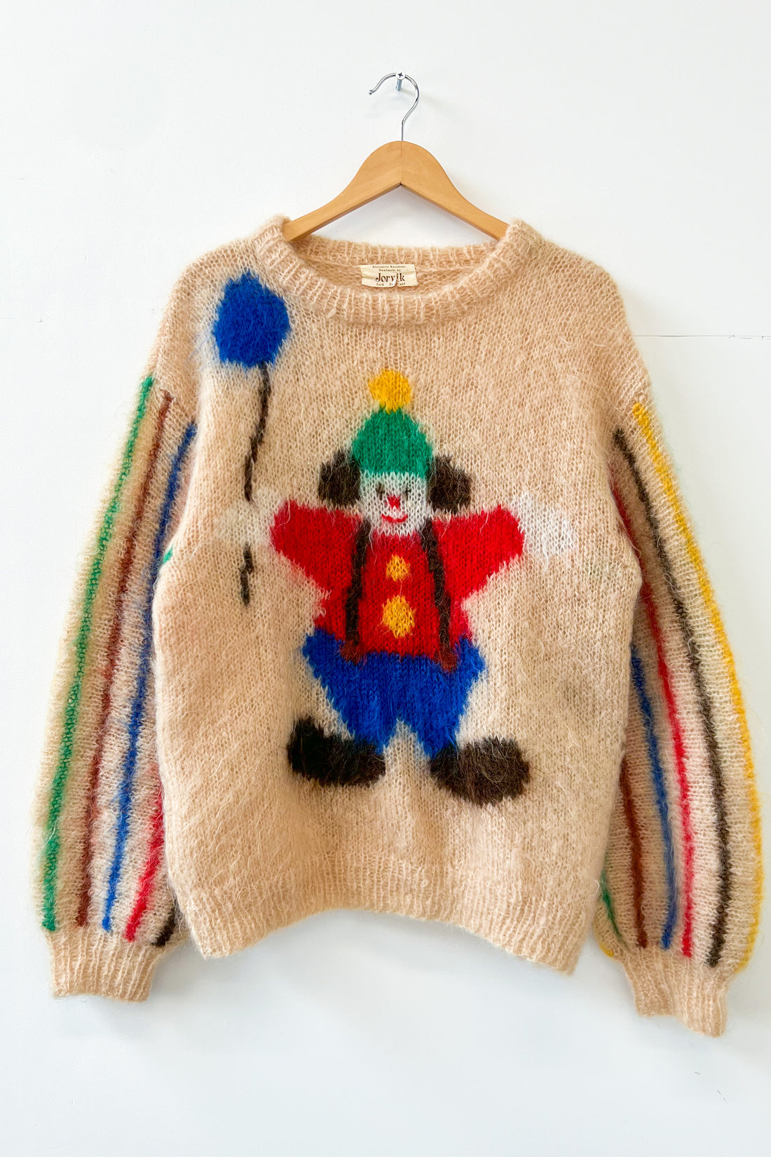 Vintage Clown Hand Knitted Mohair Jumper