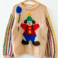 Vintage Clown Hand Knitted Mohair Jumper